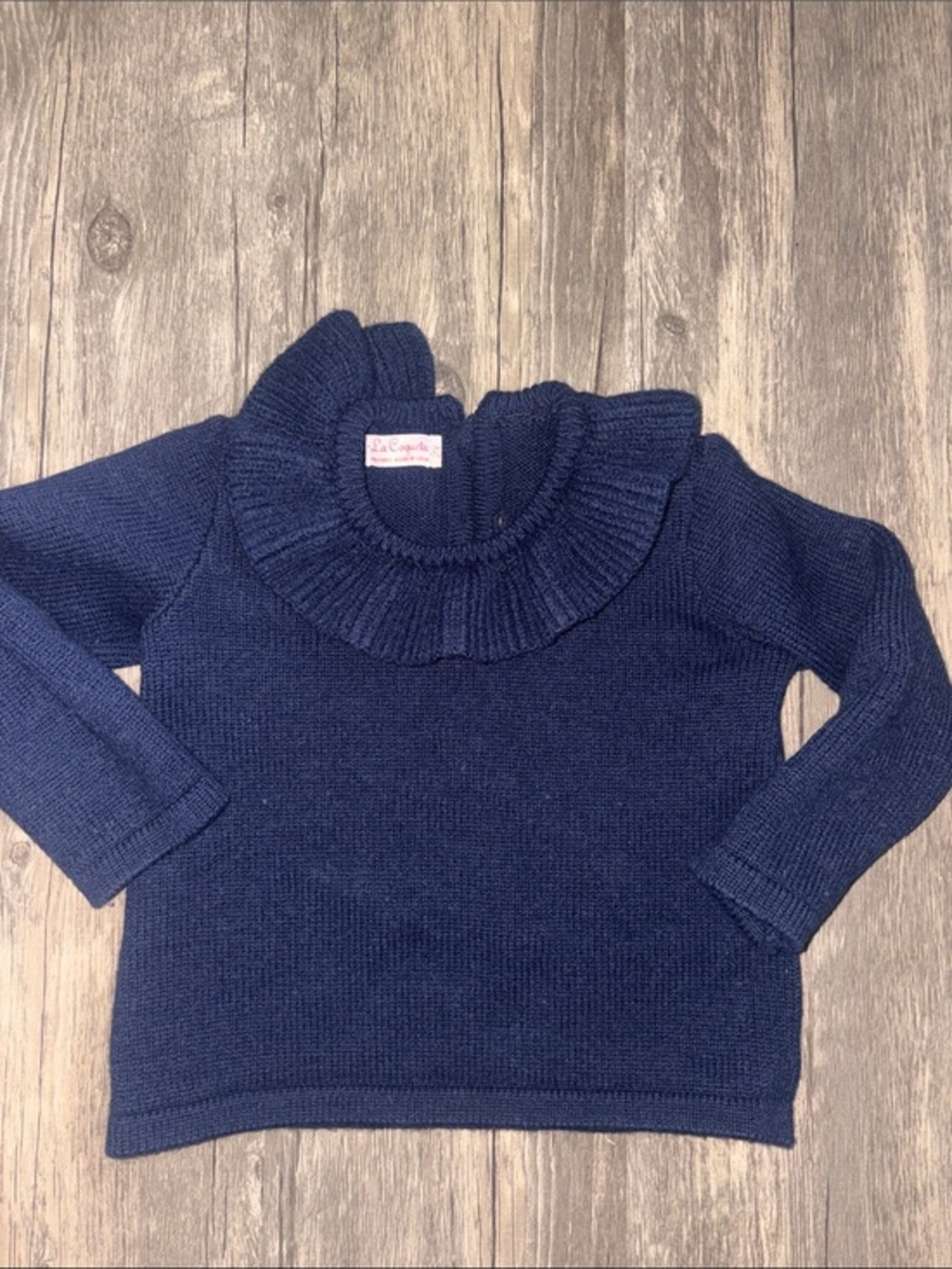 La Coqueta kids 100 wool navy sweater- 2 T